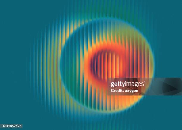 colorful blurred abstract vertical striped shape silk soft flow blend  orange green gradient on aqua background - aura fotografías e imágenes de stock