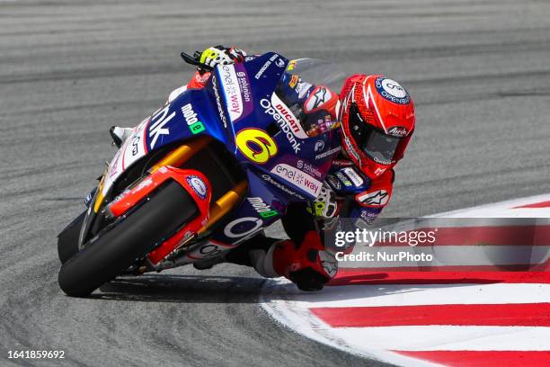 Maria Herrera from Spain of Openbank Aspar Team with Ducati during the motoE practice of Gran Premi Energi Monster de Catalunya at Circuit de...