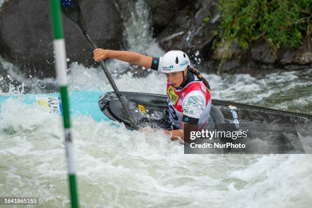 Noemie FOX of Australia competes in the first round of Women's Semi - Finals during the 2023 ICF Women's Canoe World Cup on September 02, 2023 in La...