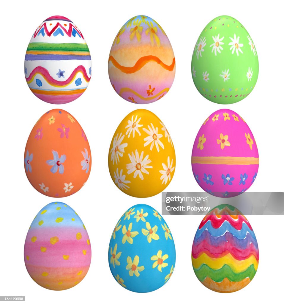 Set Of Hand Painted Easter Eggs