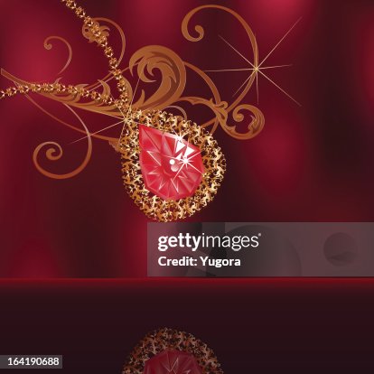 Gold necklace with a ruby Gold necklace with a ruby