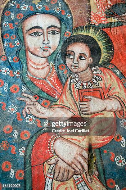 virgin mary and jesus - ethiopia - lake tana stock pictures, royalty-free photos & images