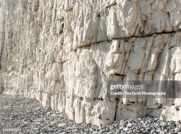 close up of beachy head chalk rock face - chalk strata stock pictures, royalty-free photos & images