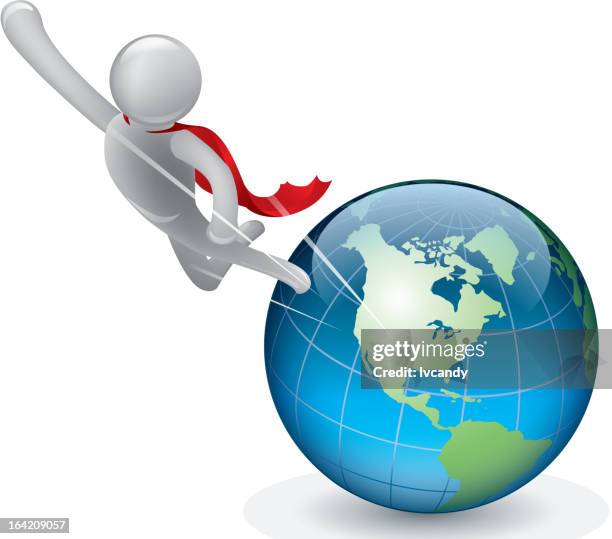superman protects the earth - save planet stock illustrations