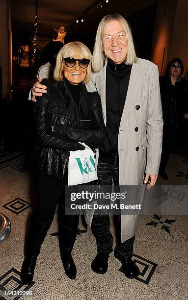 Barbara Hulanicki and Michael Costiff attend the private view for the 'David Bowie Is' exhibition in partnership with Gucci and Sennheiser at the...