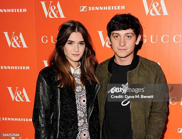 Sai Bennett and Craig Roberts attend the private view for the 'David Bowie Is' exhibition in partnership with Gucci and Sennheiser at the Victoria...