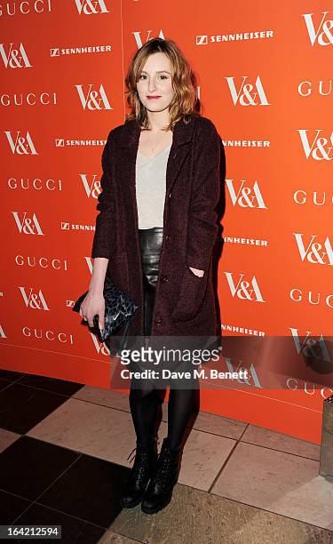 Laura Carmichael attends the private view for the 'David Bowie Is' exhibition in partnership with Gucci and Sennheiser at the Victoria and Albert...