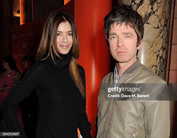 Sara Macdonald and Noel Gallagher attend the private view for the 'David Bowie Is' exhibition in partnership with Gucci and Sennheiser at the...