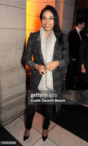 Rosario Dawson attends the private view for the 'David Bowie Is' exhibition in partnership with Gucci and Sennheiser at the Victoria and Albert...