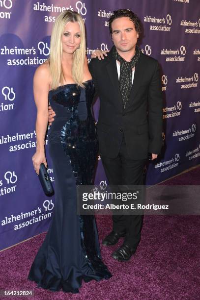 Actors Kaley Cuoco and Johnny Galecki arrive at 21st Annual "A Night At Sardi's" gala benefiting the Alzheimer's Association - Arrivals at The...
