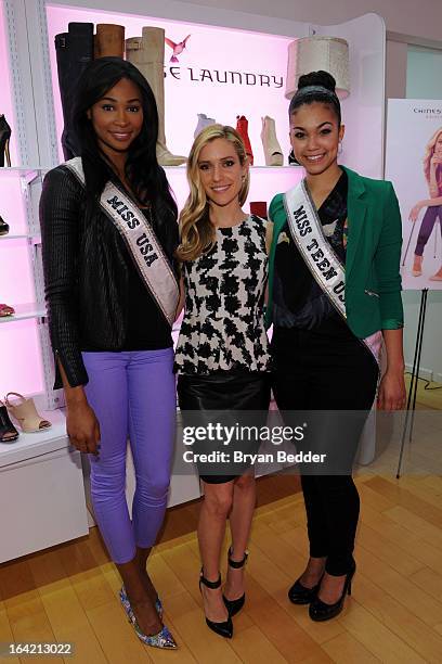 Miss USA Nana Meriwether, Actress Kristin Cavallari and Miss Teen USA Logan West attend the Chinese Laundry Fall 2013 Preview on March 20, 2013 in...