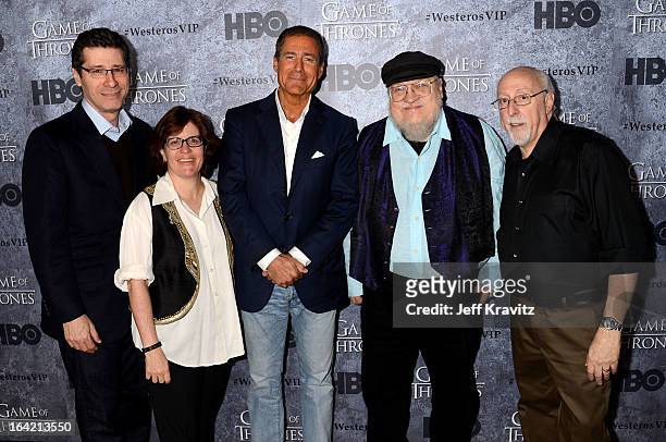 Eric Kessler, AllThingsD's Kara Swisher, HBO CEO Richard Plepler, Creator George R.R. Martin and AllThingsD's Walt Mossberg attend HBO's "Game Of...