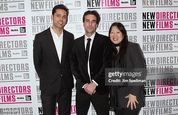 Department of Film Chief Curator Rajendra Roy, director Alexandre Moors and exeuctive director of the Film Society of Lincoln Center Rose Kuo attend...