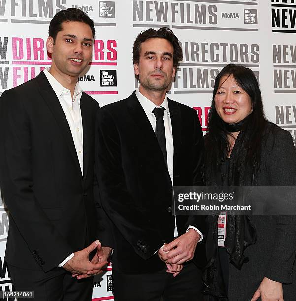 Department of Film Chief Curator Rajendra Roy, director Alexandre Moors and exeuctive director of the Film Society of Lincoln Center Rose Kuo attend...