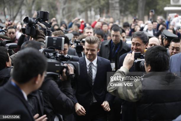 David Beckham visits Beijing Guo'an Football Club at Workers Stadium on March 21, 2013 in Beijing, China.