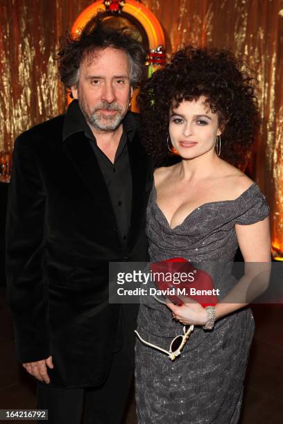 Director Tim Burton and actress Helena Bonham Carter attend 'A Night Of Funk & Soul 2013' for Save The Children UK at The Roundhouse on March 20,...