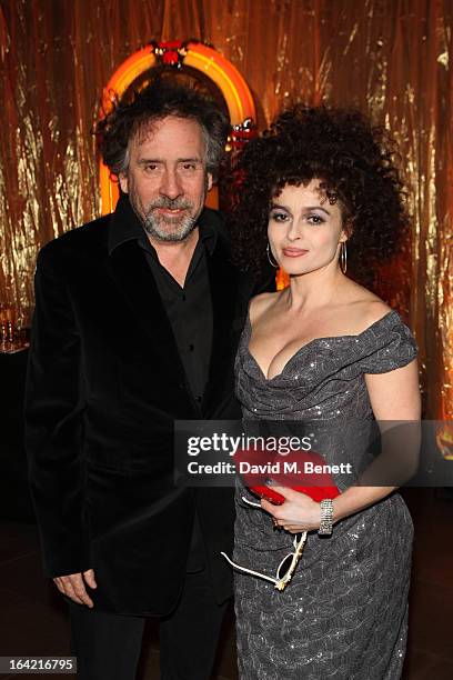 Director Tim Burton and actress Helena Bonham Carter attend 'A Night Of Funk & Soul 2013' for Save The Children UK at The Roundhouse on March 20,...