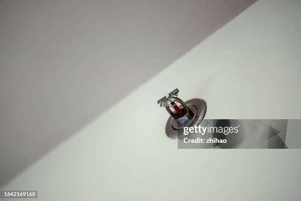 fire water sprinklers on the ceiling - soffitto foto e immagini stock