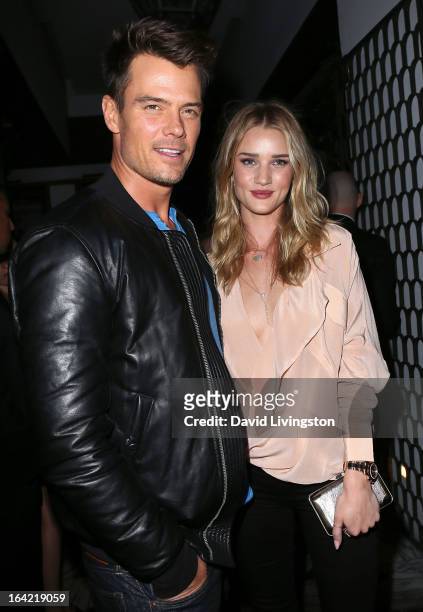 Actor Josh Duhamel and model Rosie Huntington-Whiteley attend the BlackBerry Z10 Smartphone launch party at Cecconi's Restaurant on March 20, 2013 in...