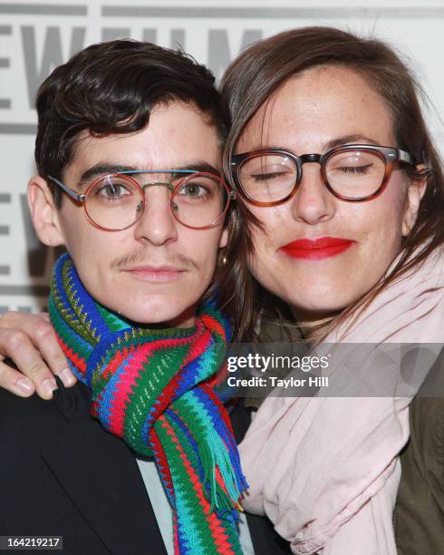 Samson of Le Tigre and Sarah Shapiro attend the New Directors/New Films 2013 opening night screening of "Blue Caprice" at the Museum of Modern Art on...