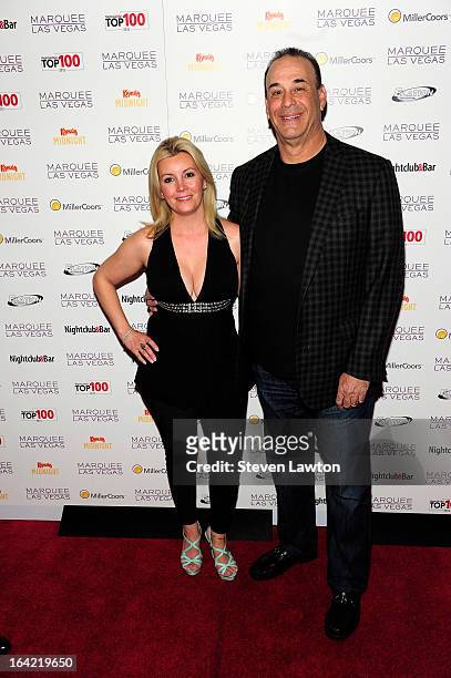 Television personalities Nicole Taffer and Jon Taffer arrive at a Top 100 Platinum Party at the Marquee Nightclub at The Cosmopolitan of Las Vegas on...