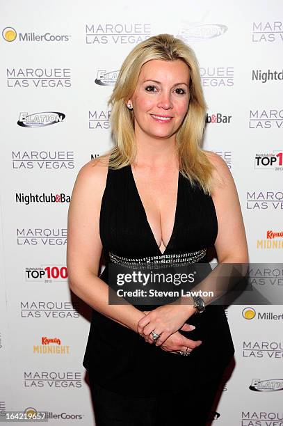 Television personality Nicole Taffer arrives at a Top 100 Platinum Party at the Marquee Nightclub at The Cosmopolitan of Las Vegas on March 20, 2013...