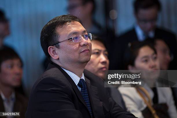 Wang Chuanfu, chairman of BYD Co., attends a news conference in Hong Kong, China, on Thursday, March 21, 2013. BYD, the Chinese automaker partially...