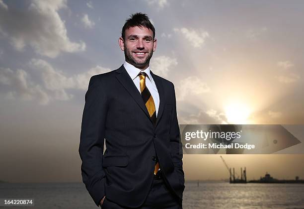 Hawks player Brent Guerra poses during the Hawthorn Hawks Season Launch and Hall of Fame presentation at Encore St Kilda on March 21, 2013 in...