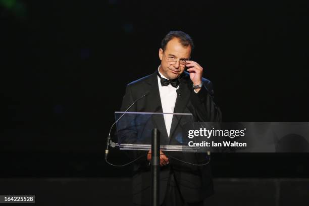 Sergio Cabral Filho, Governor of Rio de Janeiro during the awards show for the 2013 Laureus World Sports Awards at the Theatro Municipal Do Rio de...