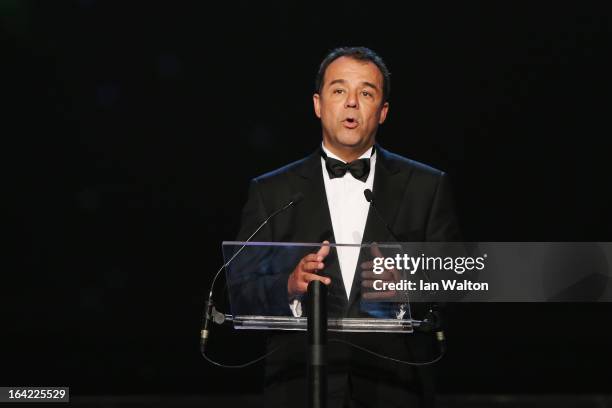 Sergio Cabral Filho, Governor of Rio de Janeiro during the awards show for the 2013 Laureus World Sports Awards at the Theatro Municipal Do Rio de...