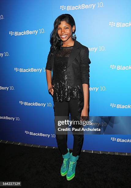 Recording Artist Diamond White attends the BlackBerry Z10 Smartphone launch party at Cecconi's Restaurant on March 20, 2013 in Los Angeles,...