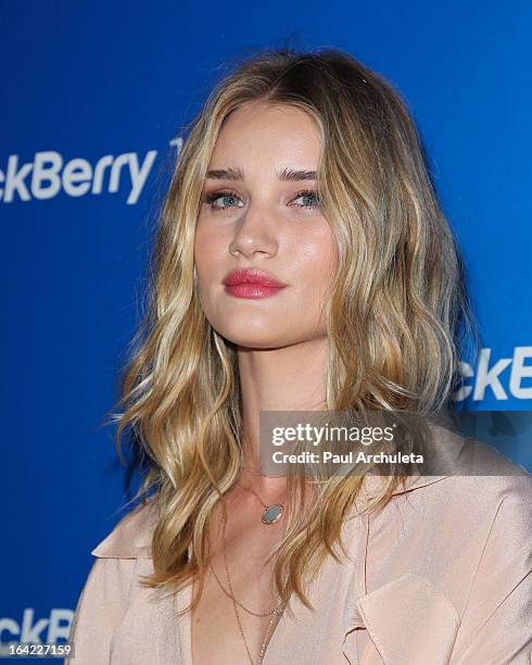 Actress / Model Rosie Huntington Whiteley attends the BlackBerry Z10 Smartphone launch party at Cecconi's Restaurant on March 20, 2013 in Los...