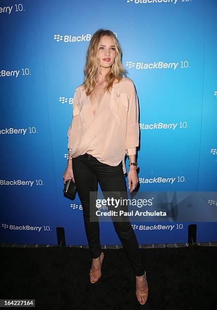 Actress / Model Rosie Huntington Whiteley attends the BlackBerry Z10 Smartphone launch party at Cecconi's Restaurant on March 20, 2013 in Los...