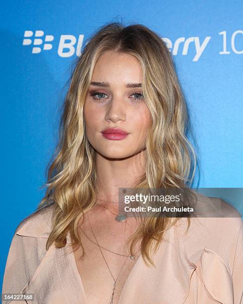 Actress / Model Rosie Huntington Whiteley attends the BlackBerry Z10 Smartphone launch party at Cecconi's Restaurant on March 20, 2013 in Los...