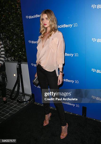 Actress / Model Rosie Huntington Whiteley attends the BlackBerry Z10 Smartphone launch party at Cecconi's Restaurant on March 20, 2013 in Los...