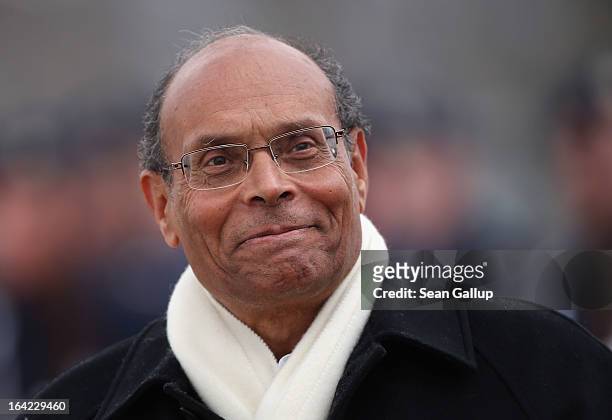 Tunisian President Moncef Marzouki arrives to meet with German President Joachim Gauck at Bellevue Palace on March 21, 2013 in Berlin, Germany....