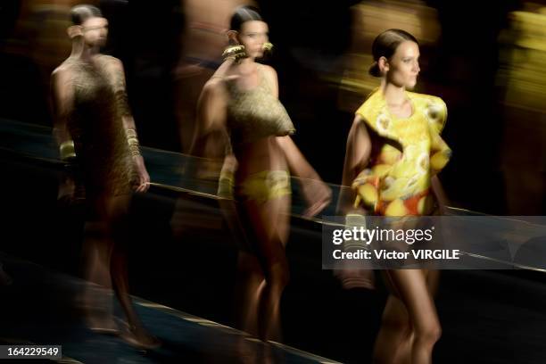 Backstage and atmosphere during the Agua de Coco as part of the Sao Paulo Fashion Week Spring Summer 2013/2014 on March 20, 2013 in Sao Paulo, Brazil.