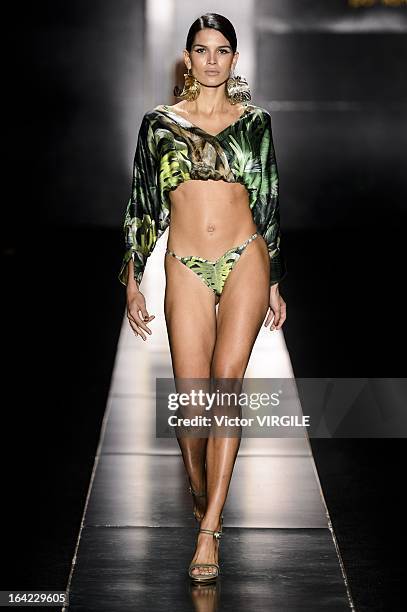 Model walks the runway during the Agua de Coco as part of the Sao Paulo Fashion Week Spring Summer 2013/2014 on March 20, 2013 in Sao Paulo, Brazil.