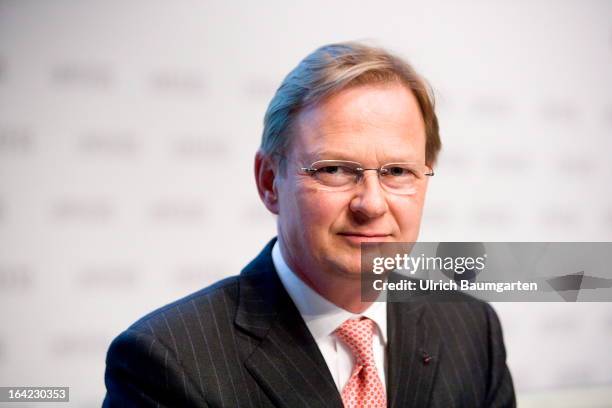 Dr. Axel C. Heitmann, CEO of the Lanxess AG, during the company's results news conference on March 21, 2013 in Duesseldorf, Germany.