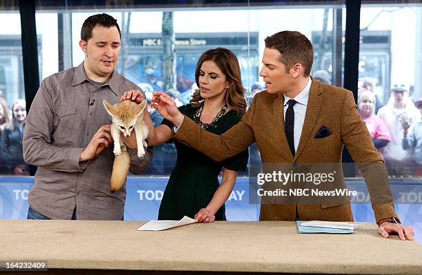 Zoologist Jeff Musial, NBC News' Natalie Morales and E!'s Jason Kennedy appear on NBC News' "Today" show on March 21, 2013 --