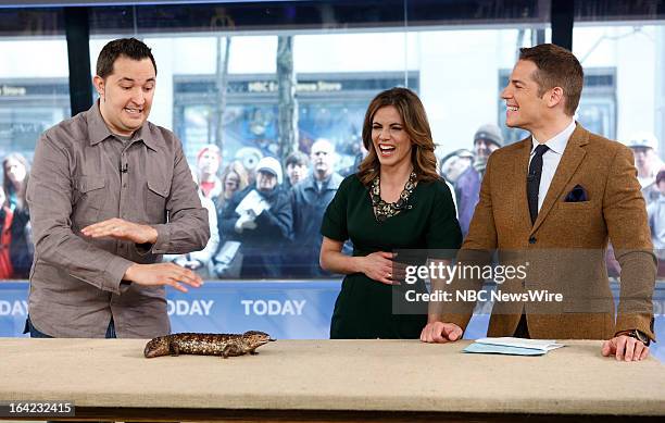 Zoologist Jeff Musial, NBC News' Natalie Morales and E!'s Jason Kennedy appear on NBC News' "Today" show on March 21, 2013 --