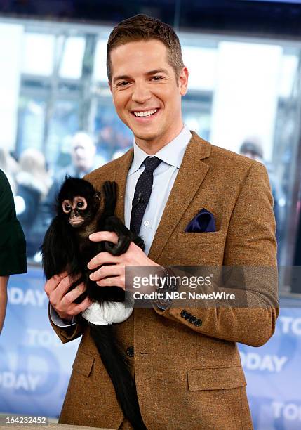 S Jason Kennedy with Bella the spider monkey appears on NBC News' "Today" show on March 21, 2013 --
