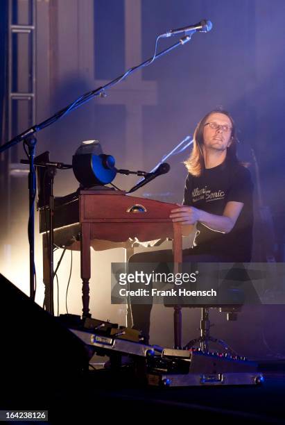 British singer Steven Wilson performs live during a concert at the Huxleys on March 21, 2013 in Berlin, Germany.