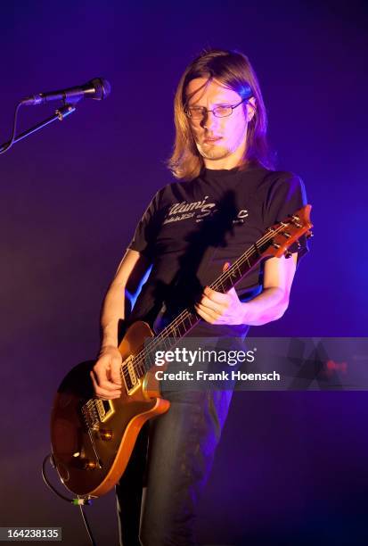 British singer Steven Wilson performs live during a concert at the Huxleys on March 21, 2013 in Berlin, Germany.