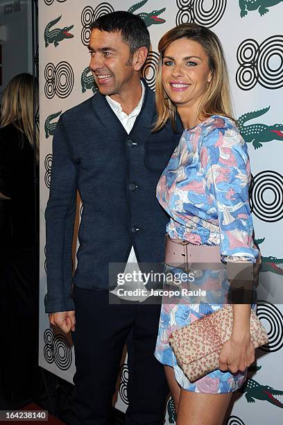 Alessandro Costacurta and Martina Colombari attend Lacoste 80th Anniversary cocktail party at La Rinascente on March 21, 2013 in Milan, Italy.