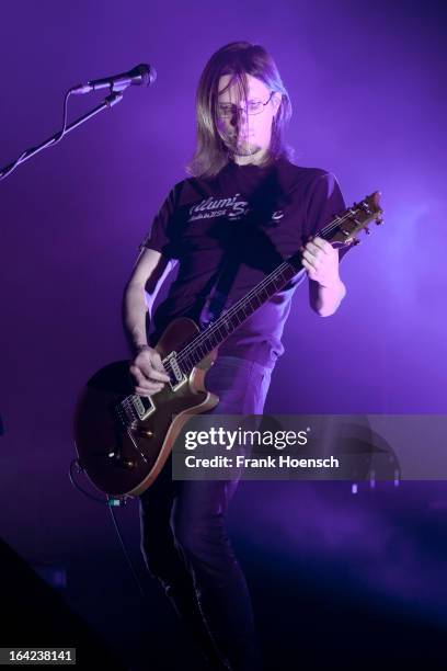 British singer Steven Wilson performs live during a concert at the Huxleys on March 21, 2013 in Berlin, Germany.