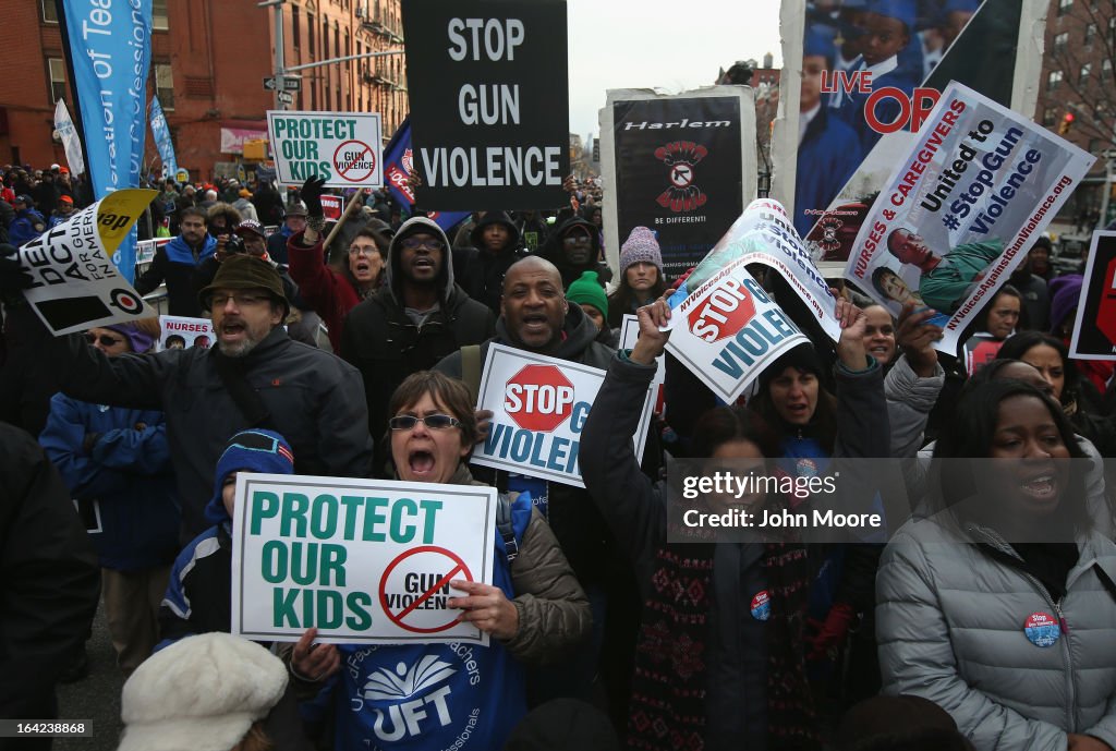 Gun Rights Parade Demonstrators take part in a rally against gun violence on March 21 ...