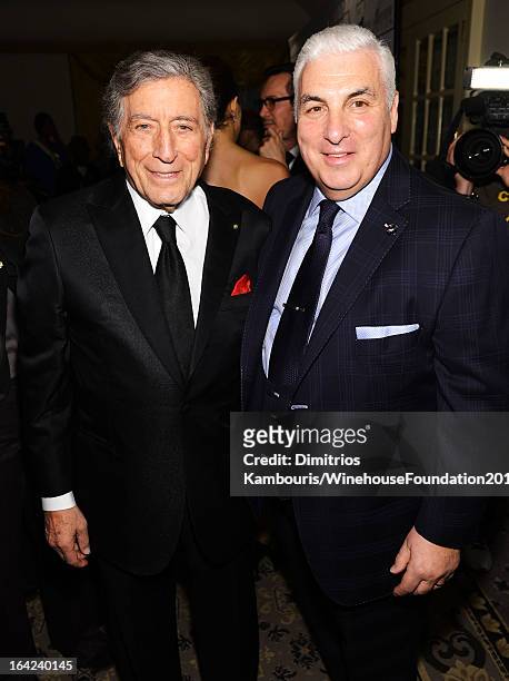 Tony Bennett and Mitch Winehouse attend the 2013 Amy Winehouse Foundation Inspiration Awards and Gala at The Waldorf=Astoria on March 21, 2013 in New...