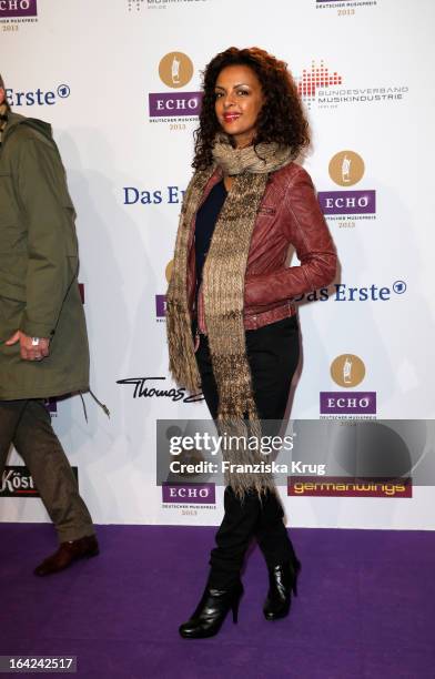 Dennenesch Zoude attends the Echo Award 2013 at Palais am Funkturm on March 21, 2013 in Berlin, Germany.