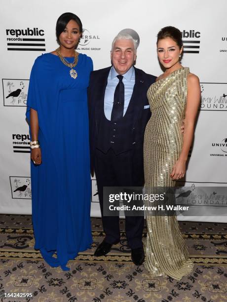 Miss USA 2012 Nana Meriwether, Mitch Winehouse, and Miss Universe 2012 Olivia Culpo attend the 2013 Amy Winehouse Foundation Inspiration Awards and...